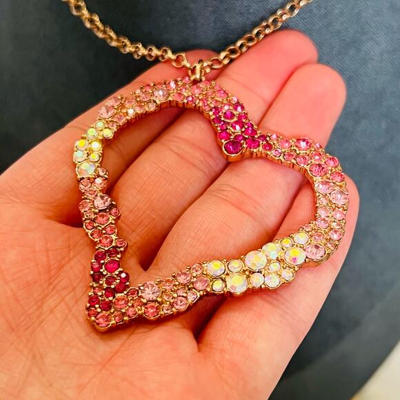 Betsey Johnson “Not Your Babe” Heart Necklace in Rose Gold - Picture 5 of 7